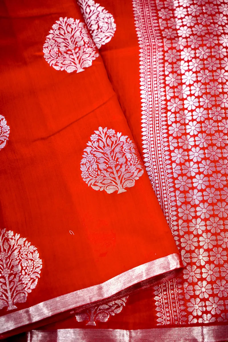 RED COLOR PURE CHINIYA SILK SAREE