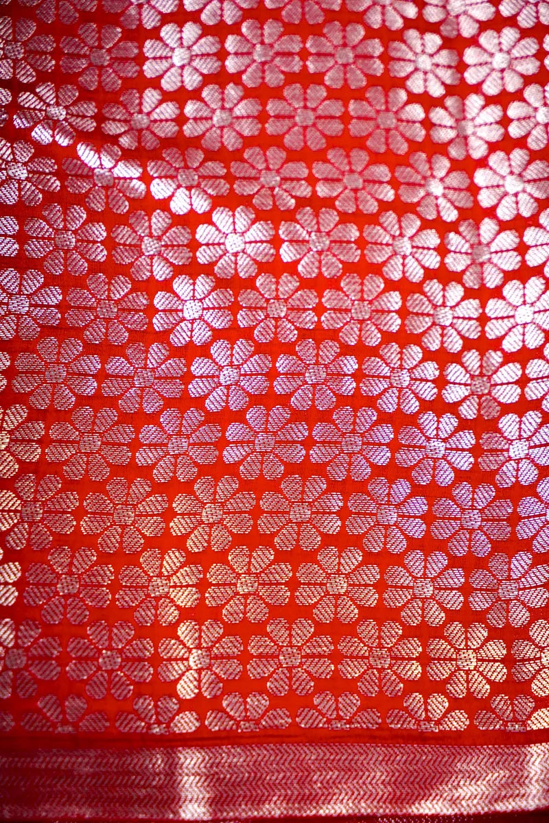 RED COLOR PURE CHINIYA SILK SAREE