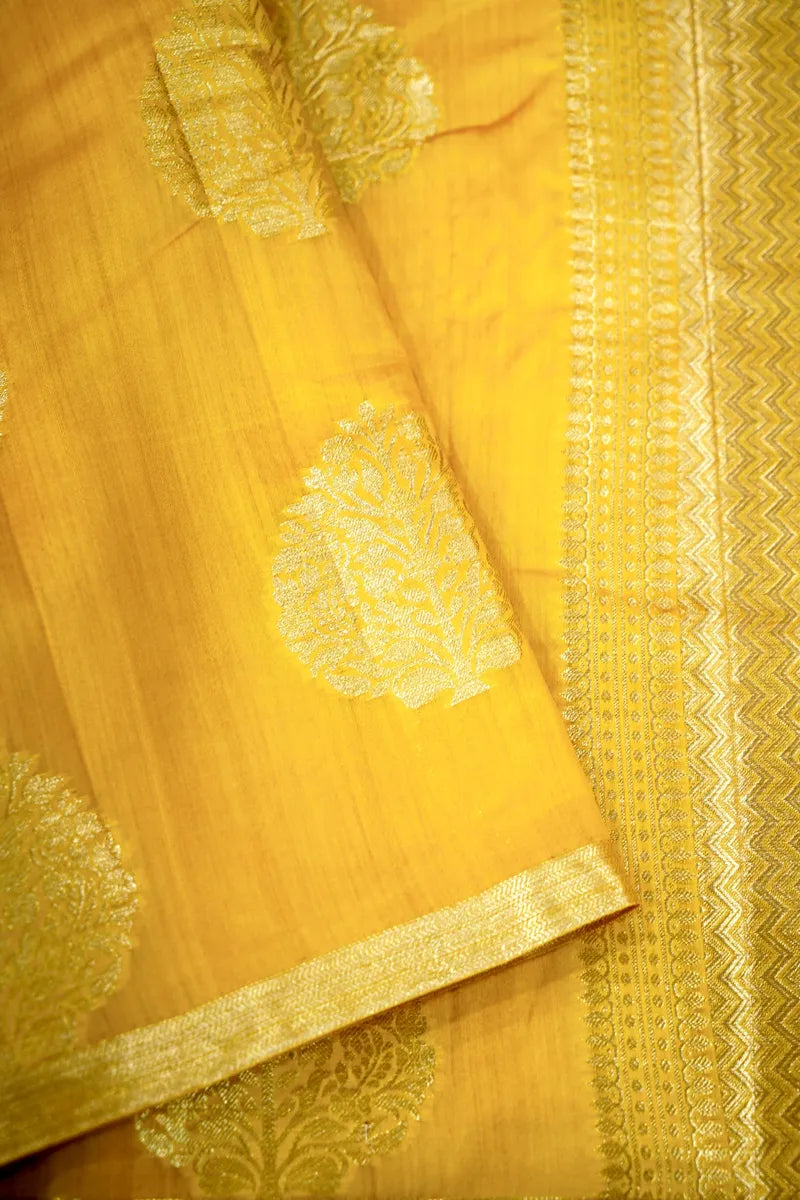 YELLOW COLOR PURE CHINIYA SILK SAREE