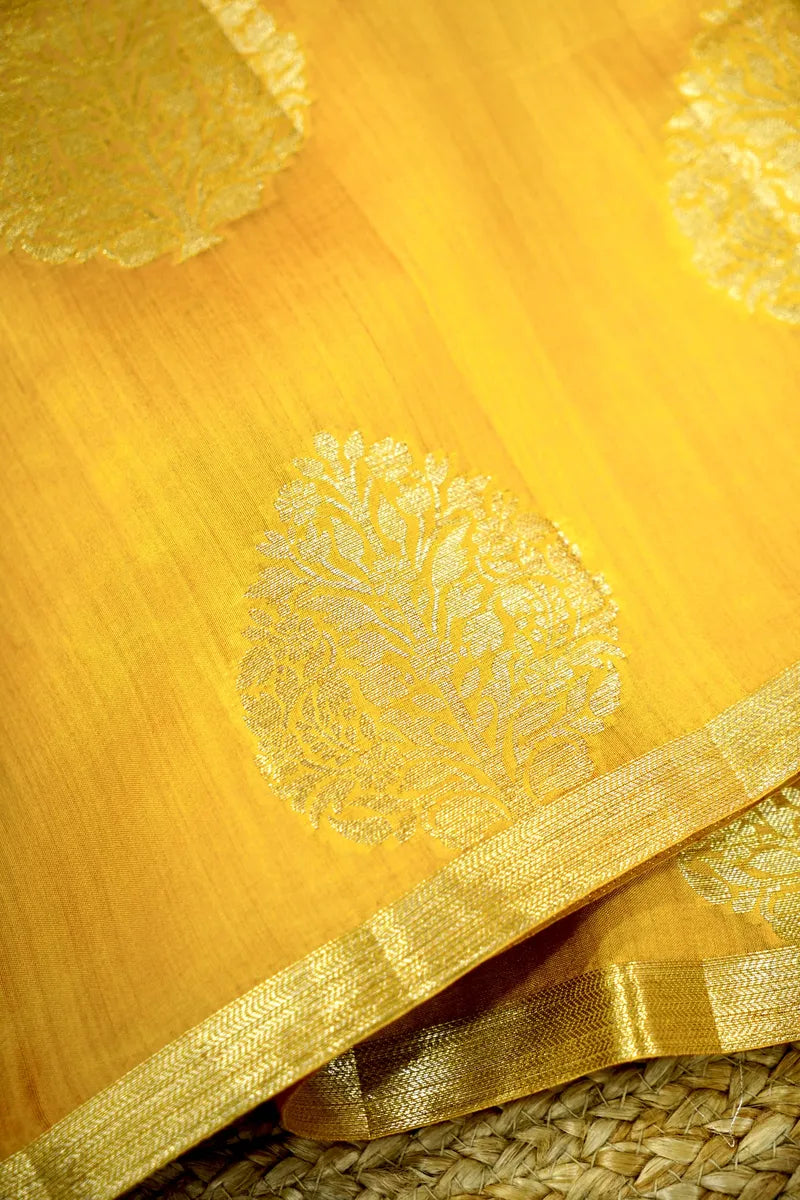YELLOW COLOR PURE CHINIYA SILK SAREE