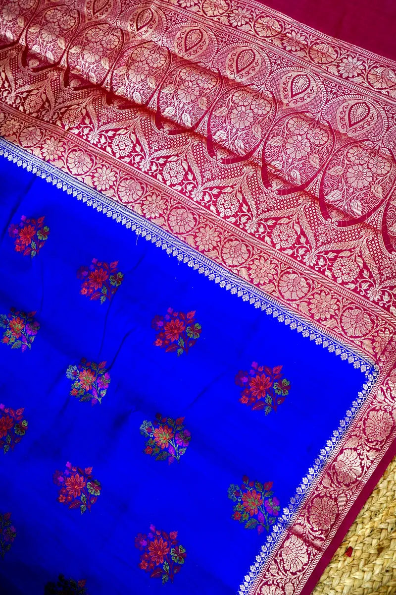 NEVY BLUE WITH PINK COLOR PURE CHINIYA SILK SAREE