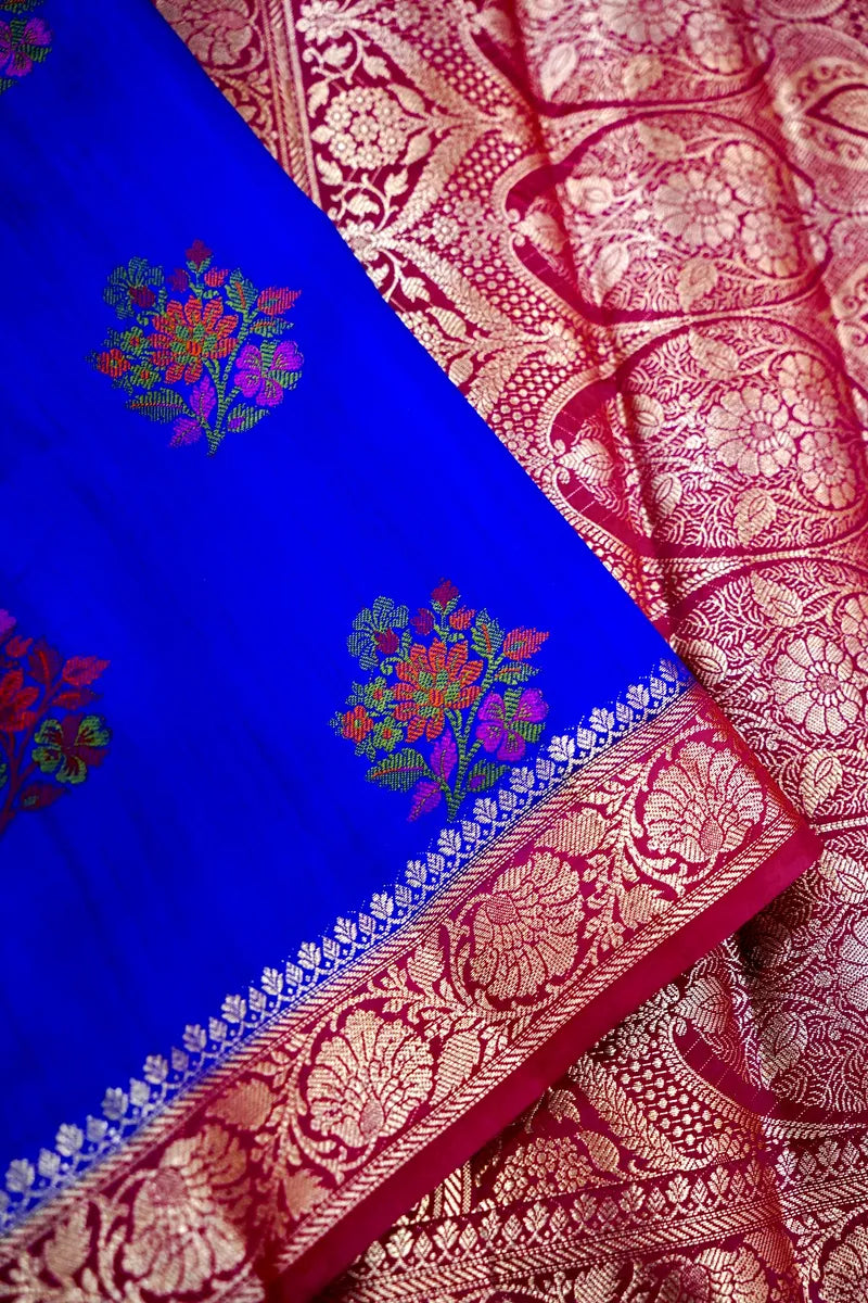 NEVY BLUE WITH PINK COLOR PURE CHINIYA SILK SAREE