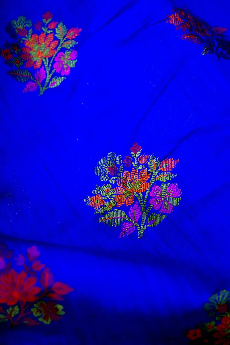 NEVY BLUE WITH PINK COLOR PURE CHINIYA SILK SAREE