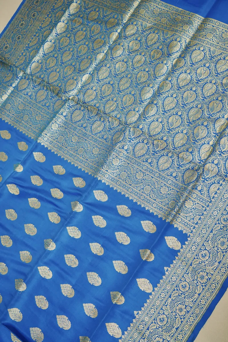 PURE BANARASI FIROZI COLOR DOUBLE KATAN SILK SAREE