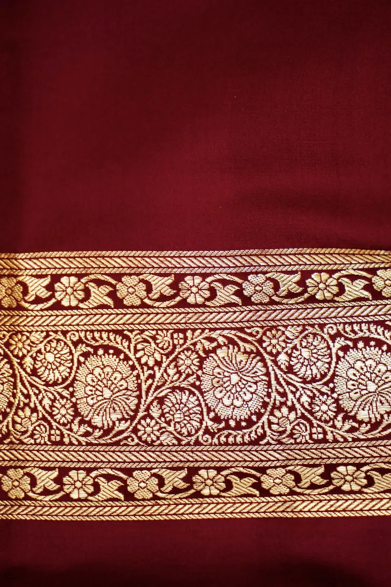 PURE BANARASI MAROON COLOR DOUBLE KATAN SILK SAREE