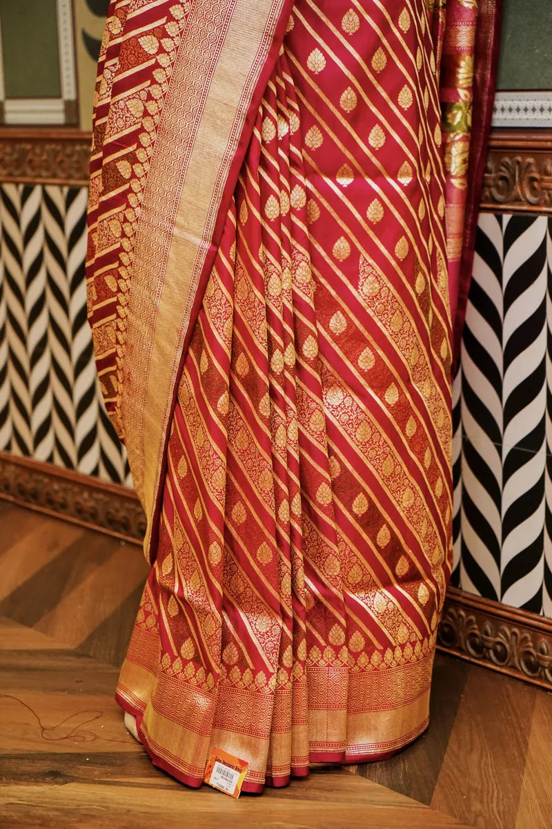 PURE BANARASI RANI COLOR DOUBLE KATAN SILK SAREE