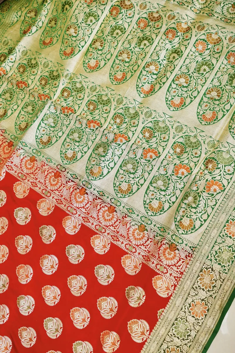PURE BANARASI RED COLOR DOUBLE KATAN SILK SAREE