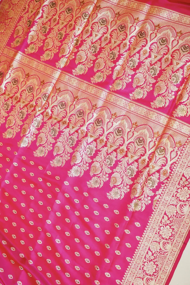 PURE BANARASI RANI COLOR DOUBLE KATAN SILK SAREE