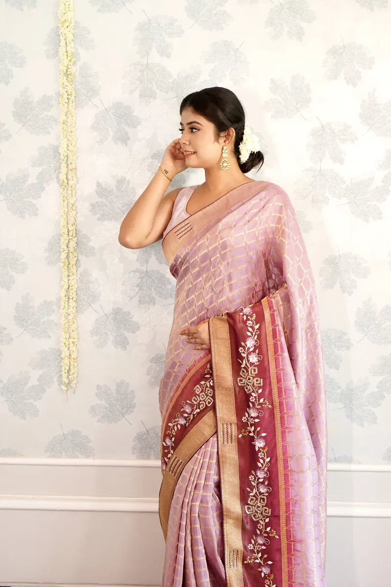 LAVENDER COLOR TISSUE SILK SAREE