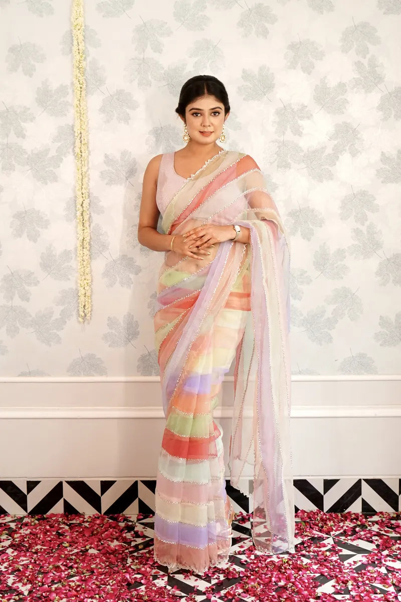 MULTICOLOR TISSUE SILK SAREE