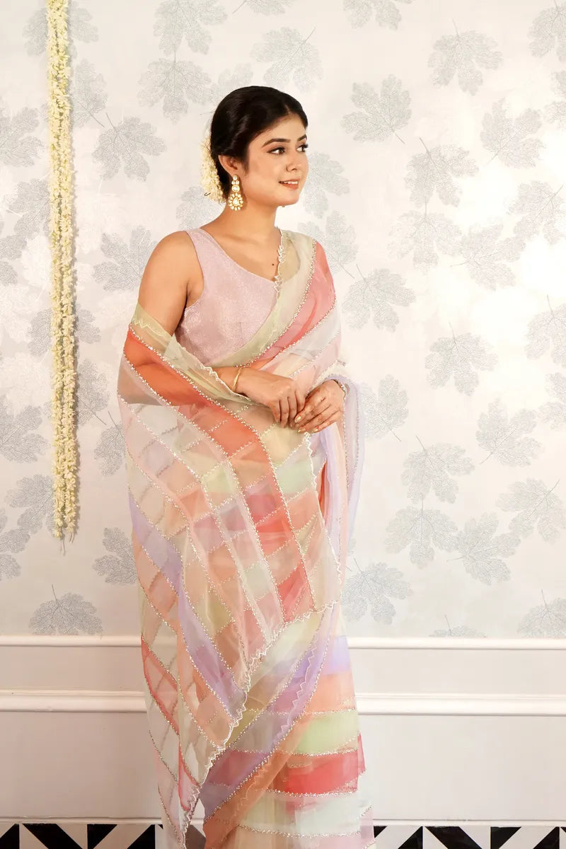 MULTICOLOR TISSUE SILK SAREE