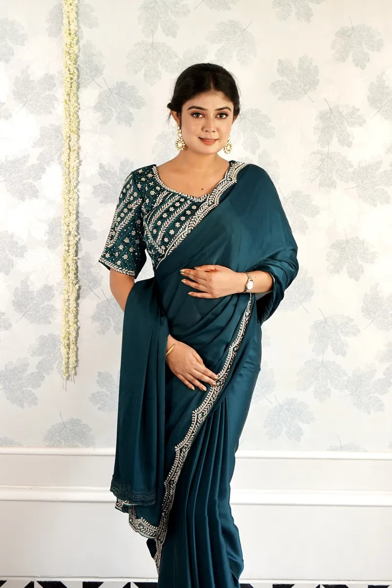 GREEN COLOR CREPE SILK SAREE