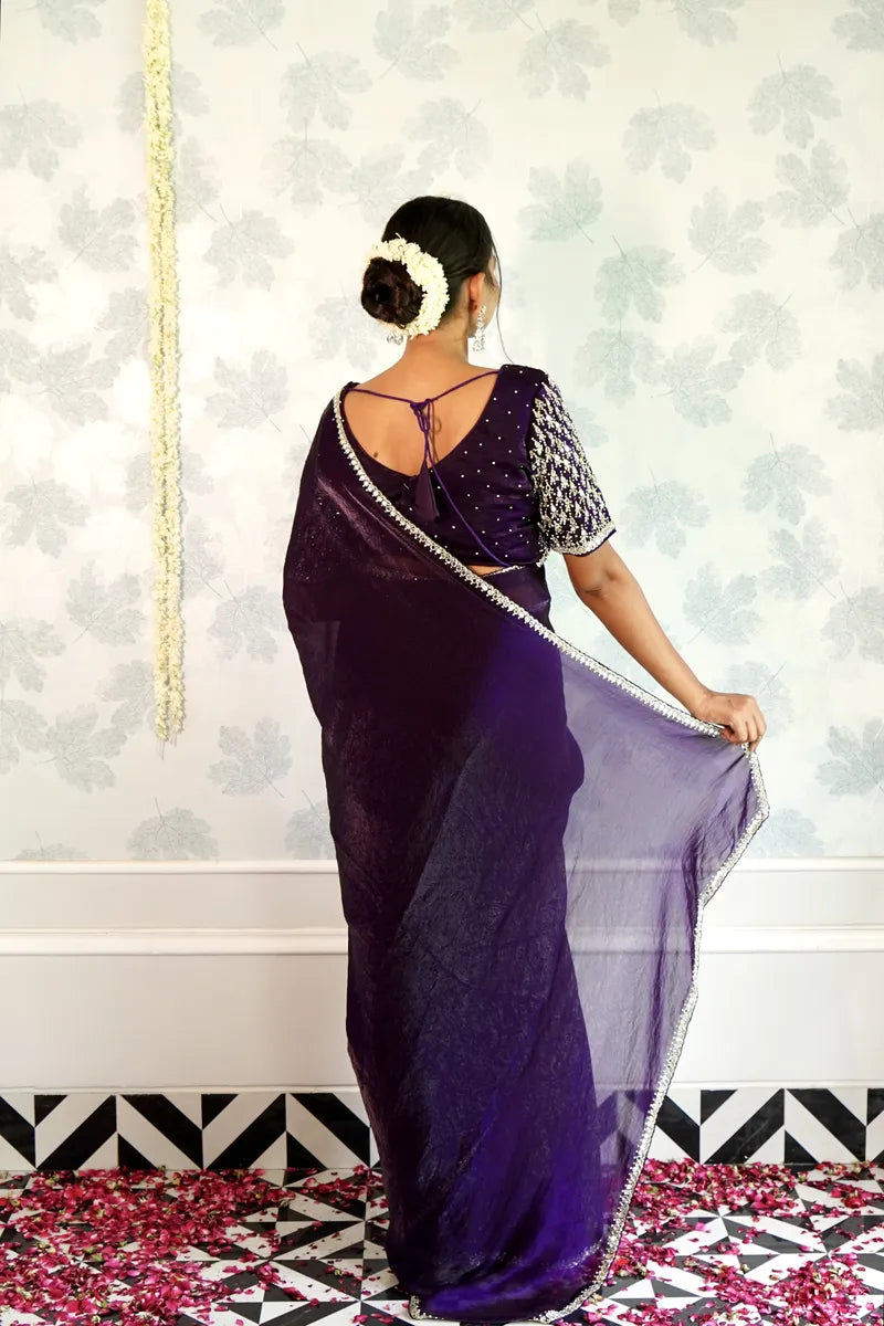 PURPLE COLOR CREPE SILK SAREE