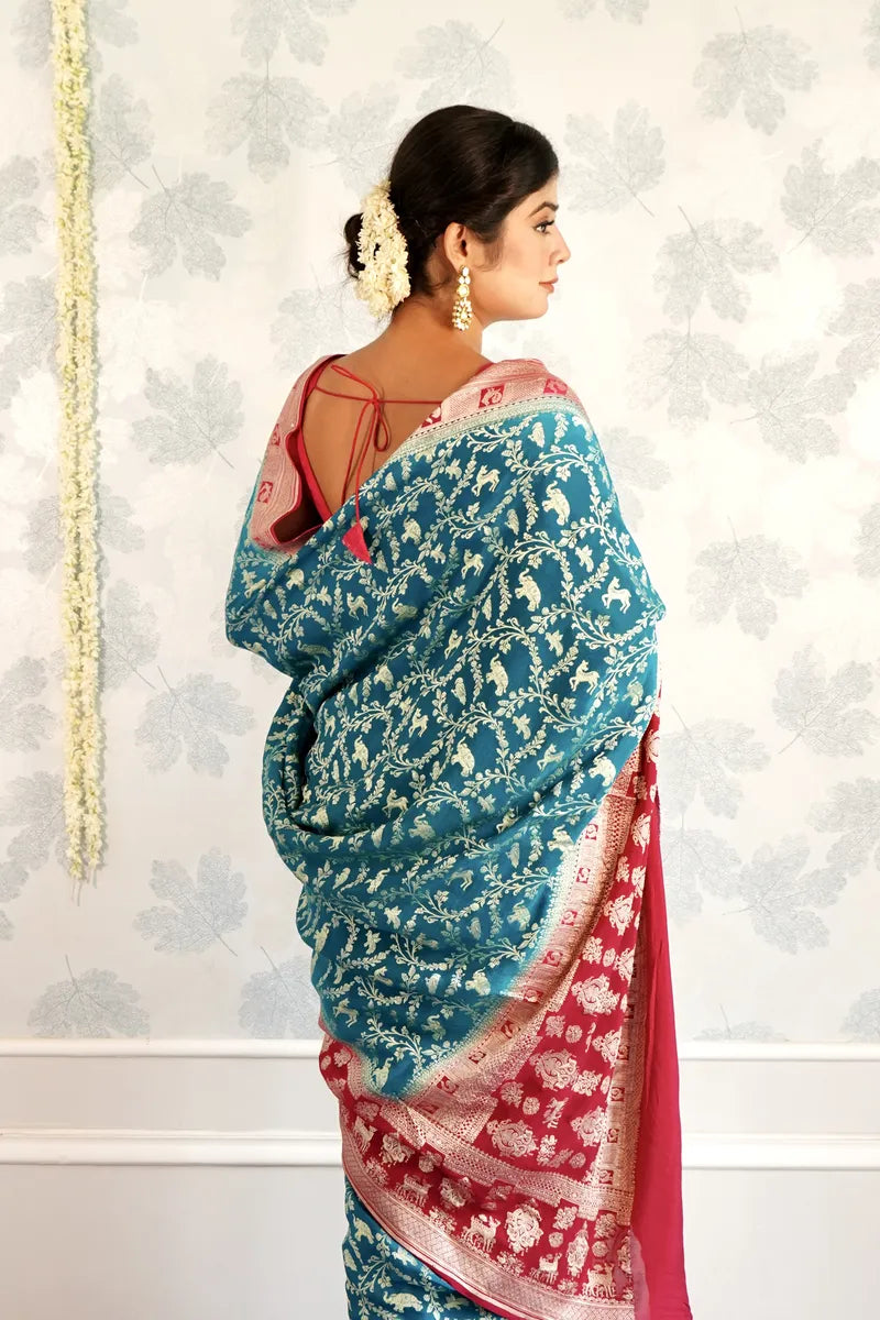 CEYAN COLOR PURE HANDLOOM KHADDI SILK SAREE