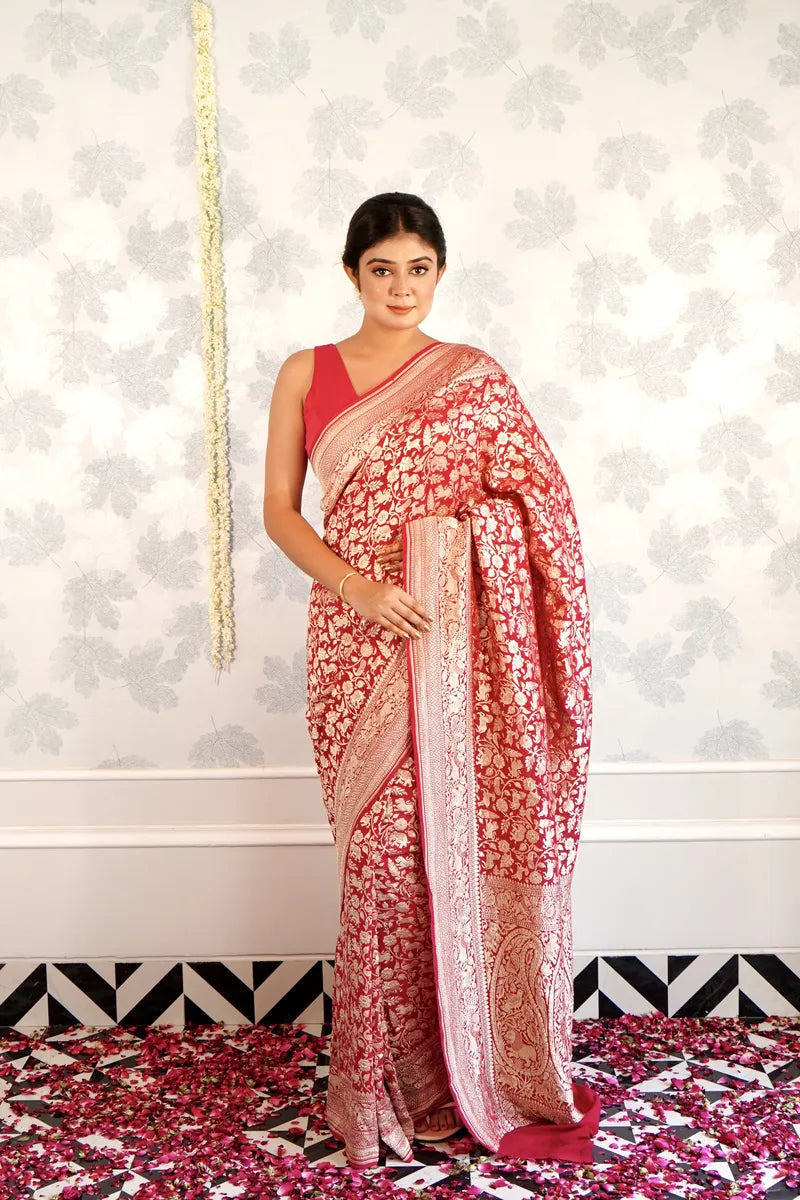 PINK COLOR PURE HANDLOOM KHADDI SILK SAREE