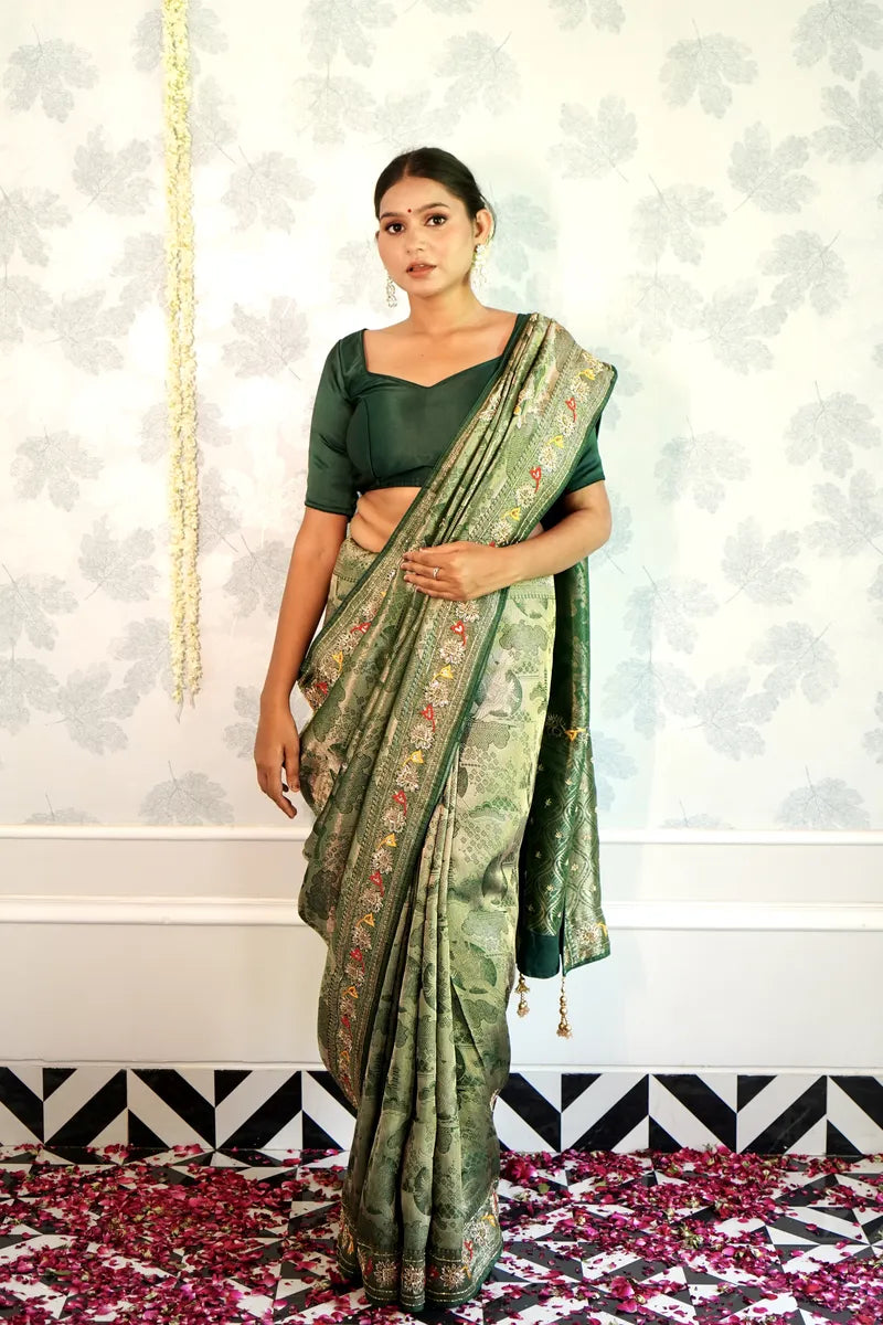GREEN COLOR PURE BANDHANI  SAREE
