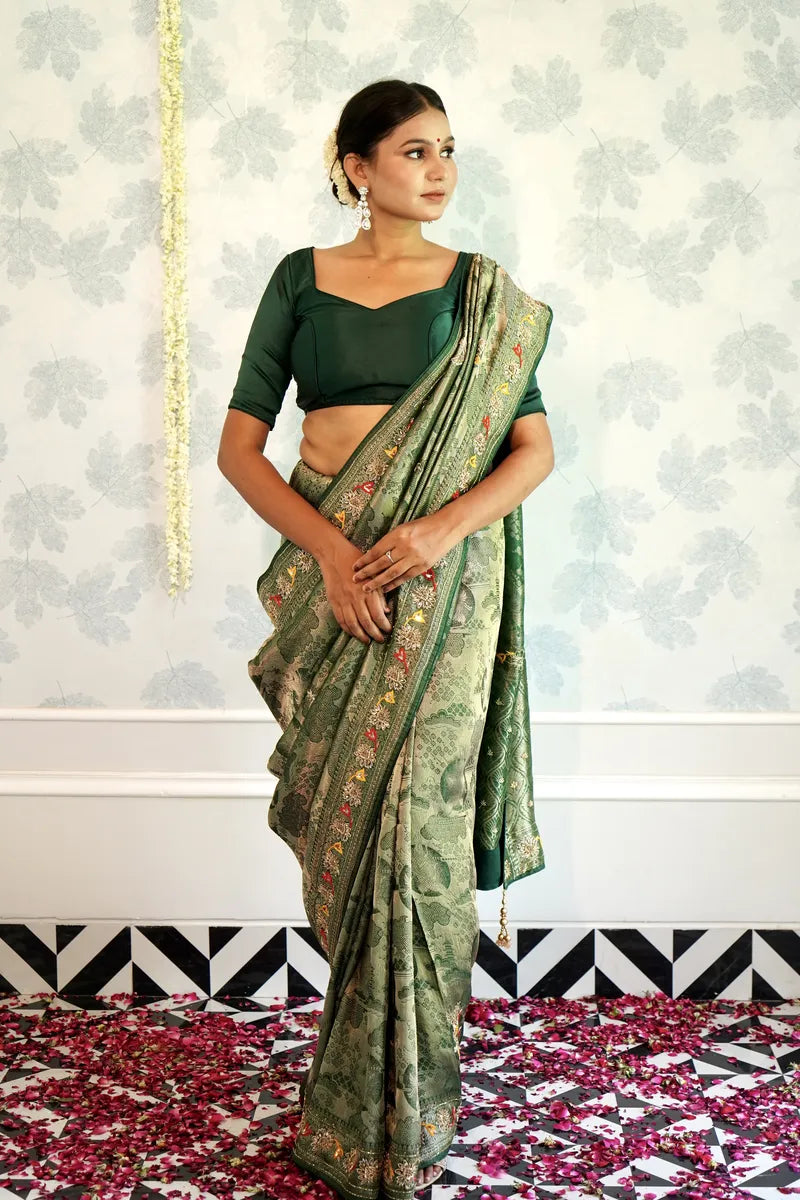 GREEN COLOR PURE BANDHANI  SAREE