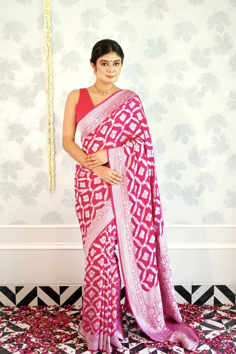 PINK COLOR PURE HANDLOOM KHADDI SILK SAREE