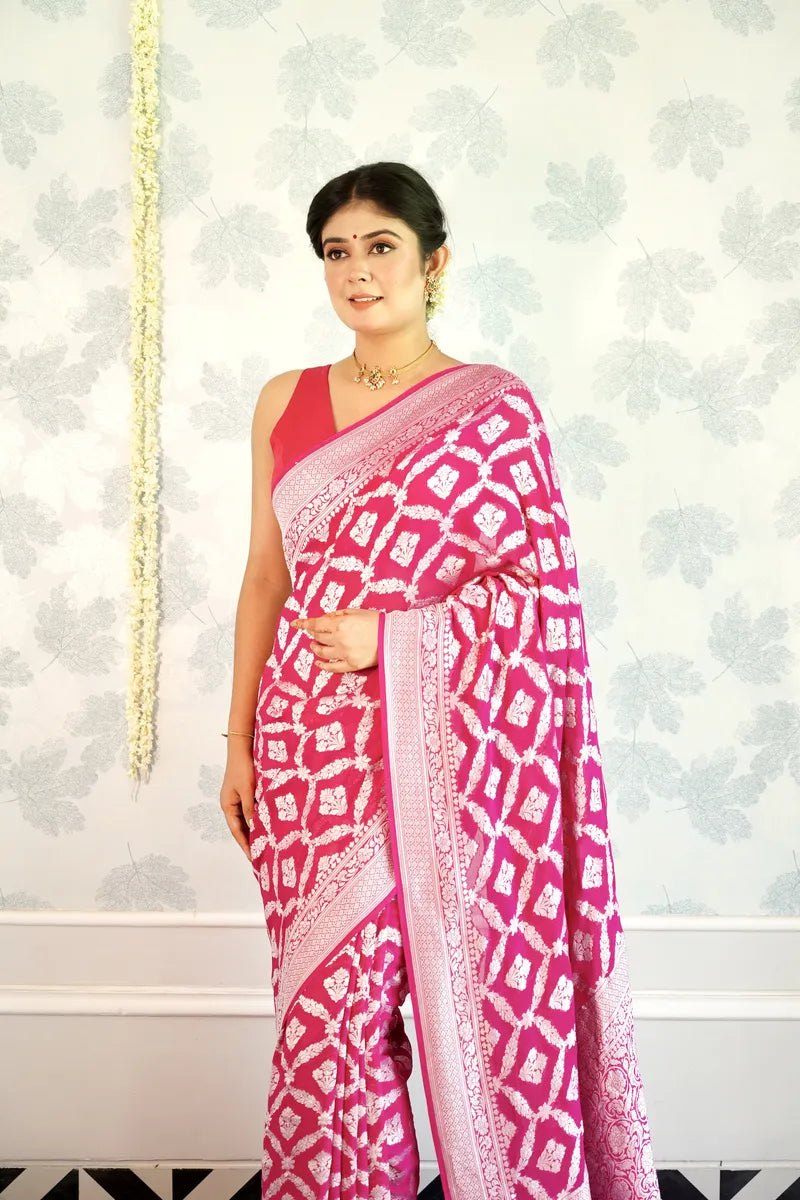 PINK COLOR PURE HANDLOOM KHADDI SILK SAREE