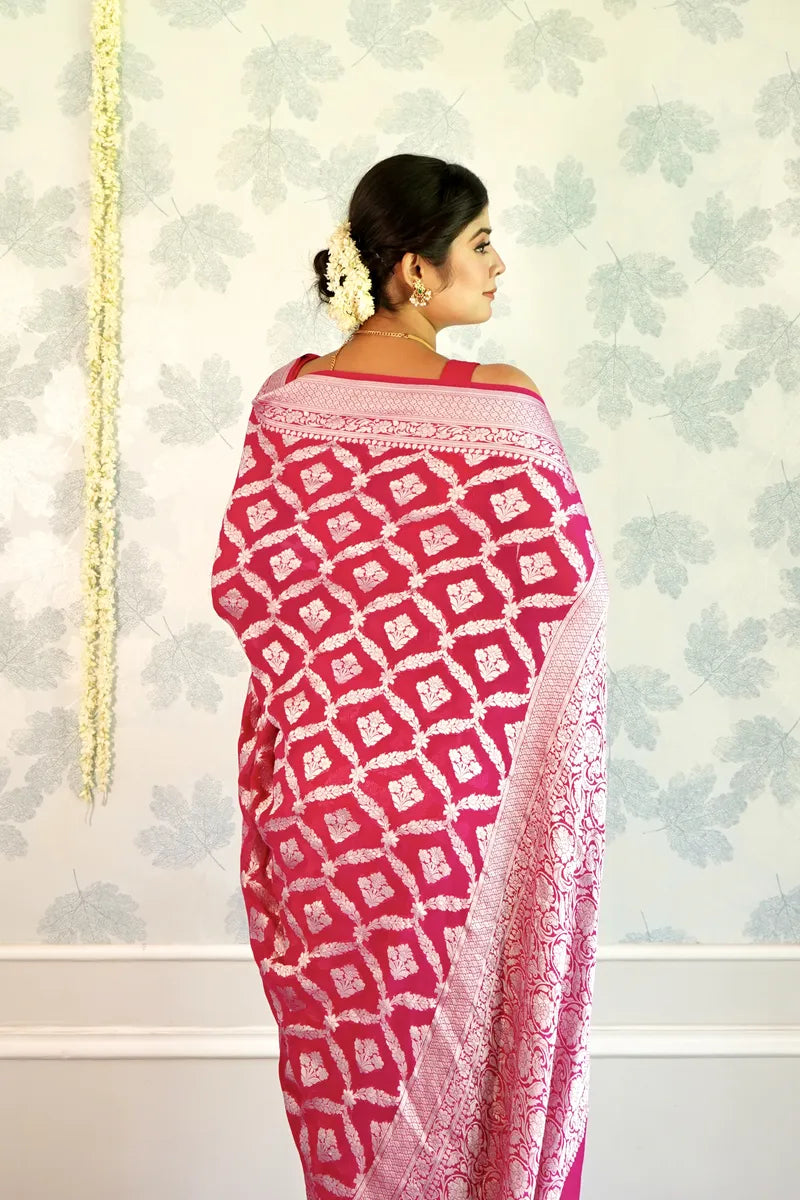 PINK COLOR PURE HANDLOOM KHADDI SILK SAREE