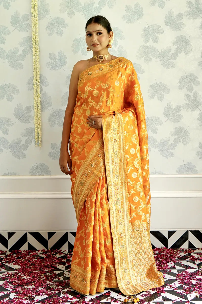 YELLOW COLOR CREPE SILK SAREE