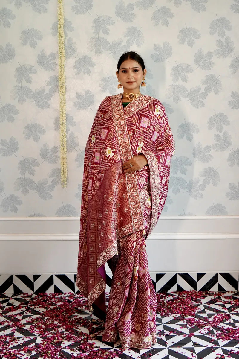 MAGENTA COLOR CREPE SILK SAREE