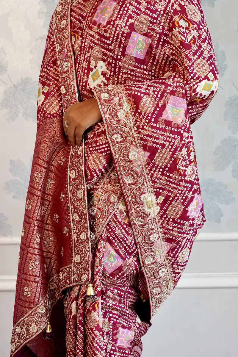 MAGENTA COLOR CREPE SILK SAREE