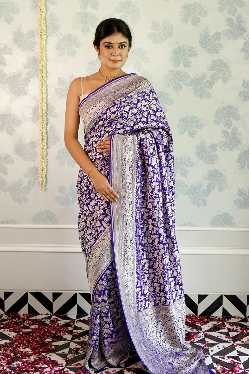 VOILET COLOR PURE HANDLOOM KHADDI SILK SAREE