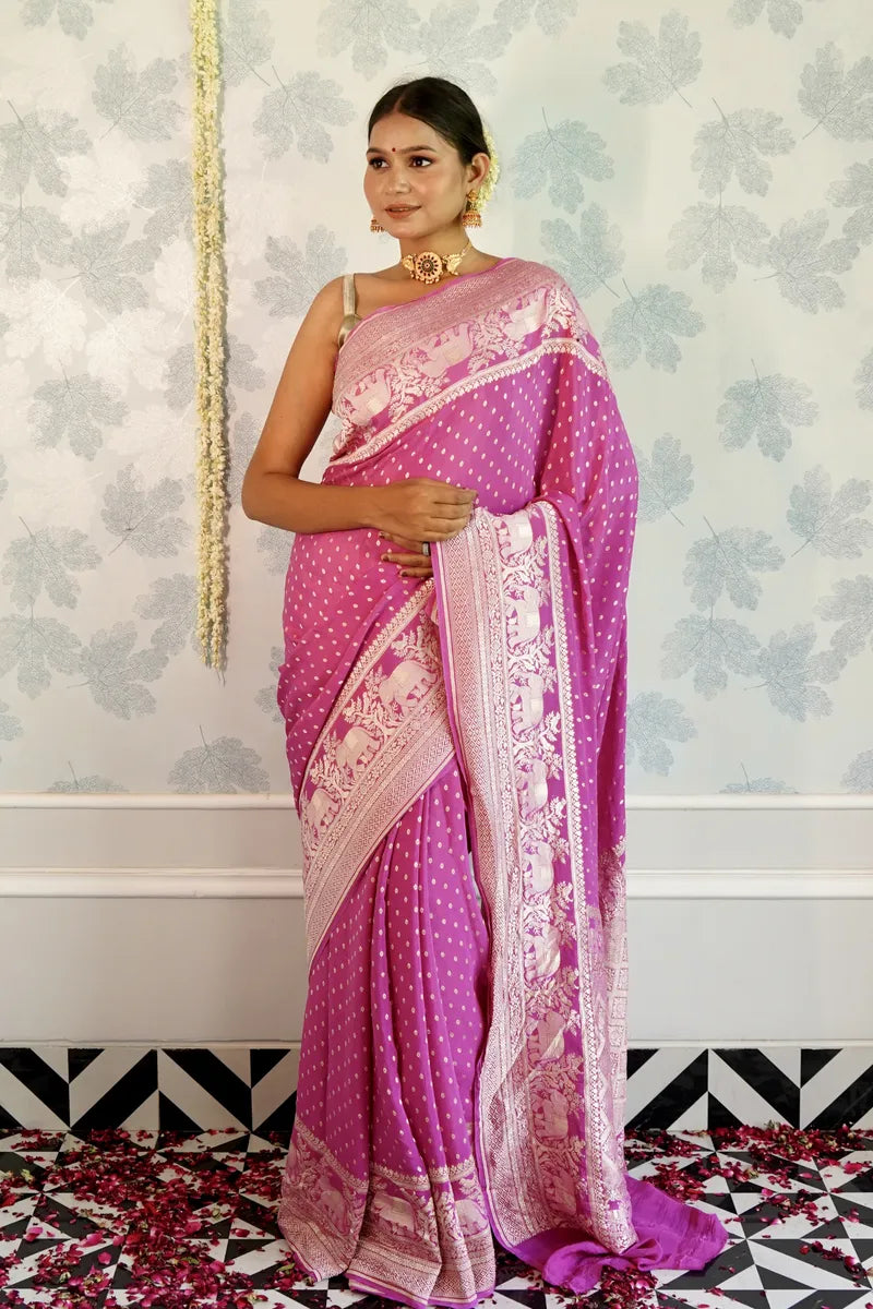 PINK COLOR PURE HANDLOOM KHADDI SILK SAREE