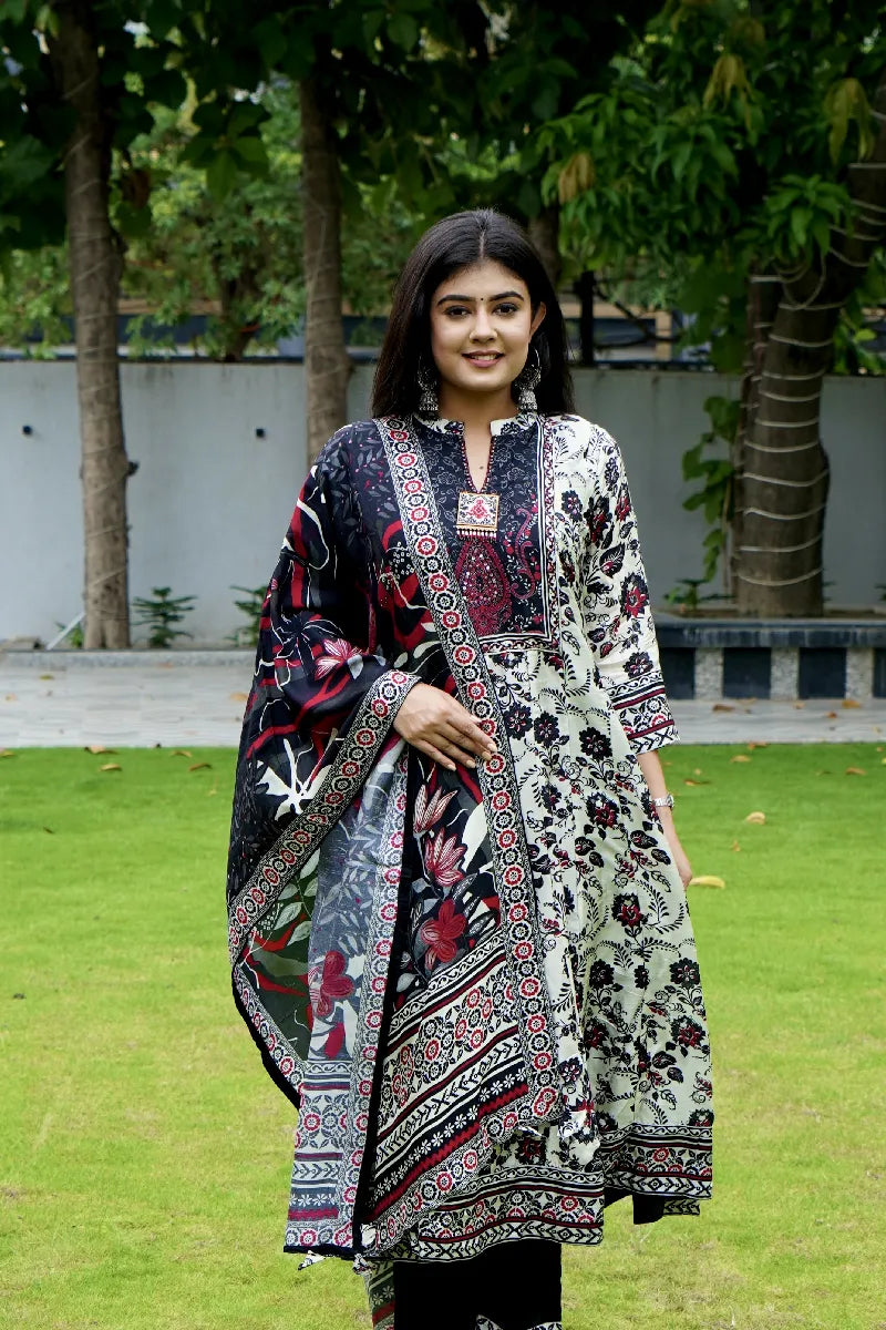 OFF WHITE COLOR FLORAL PRINTED KURTI SETS