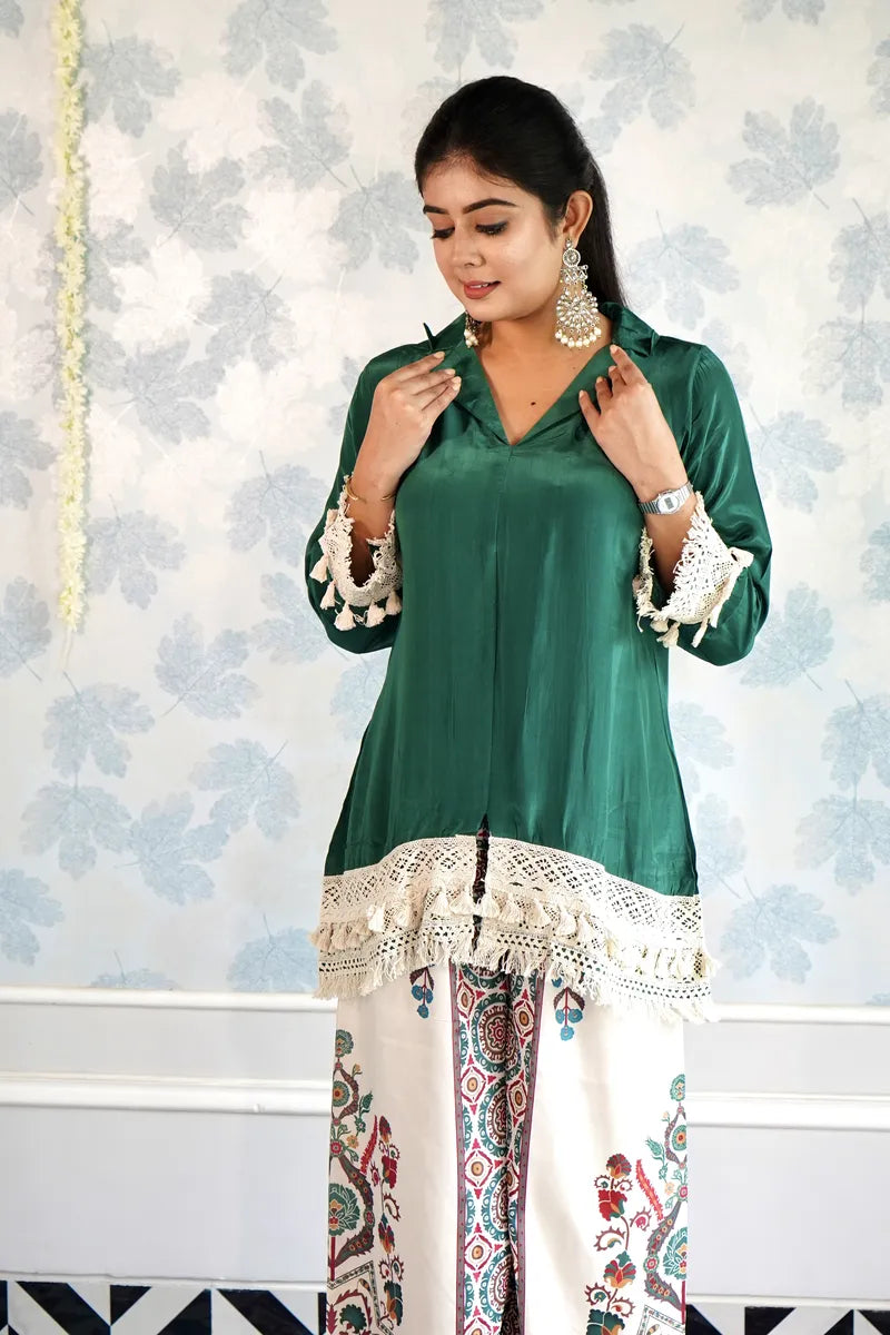 GREEN GLAM TASSEL-EDGE CO-ORD