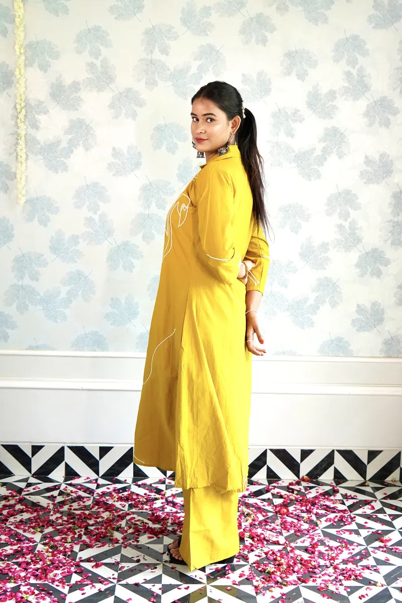 MUSTARD MUSE KURTI  CORD SET