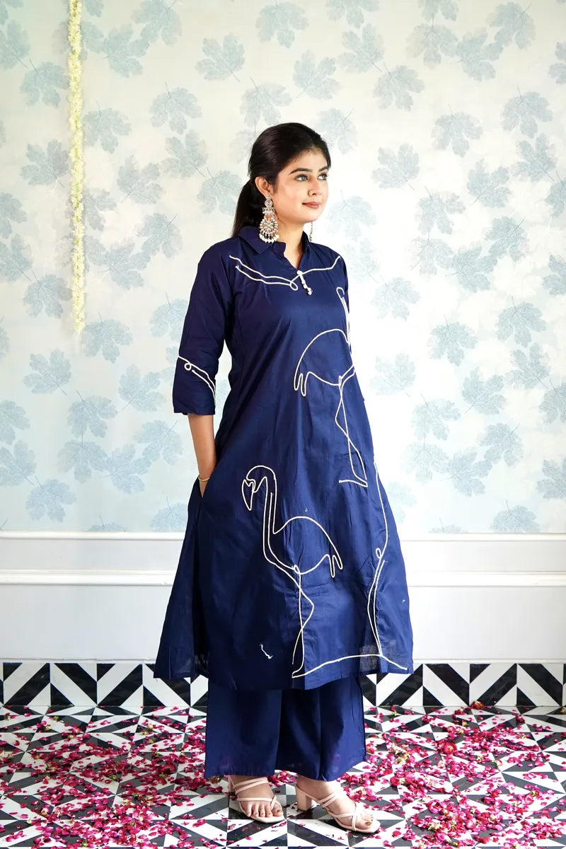 FLAMINGO GRACE: MIDNIGHT BLUE CO-ORD SET"