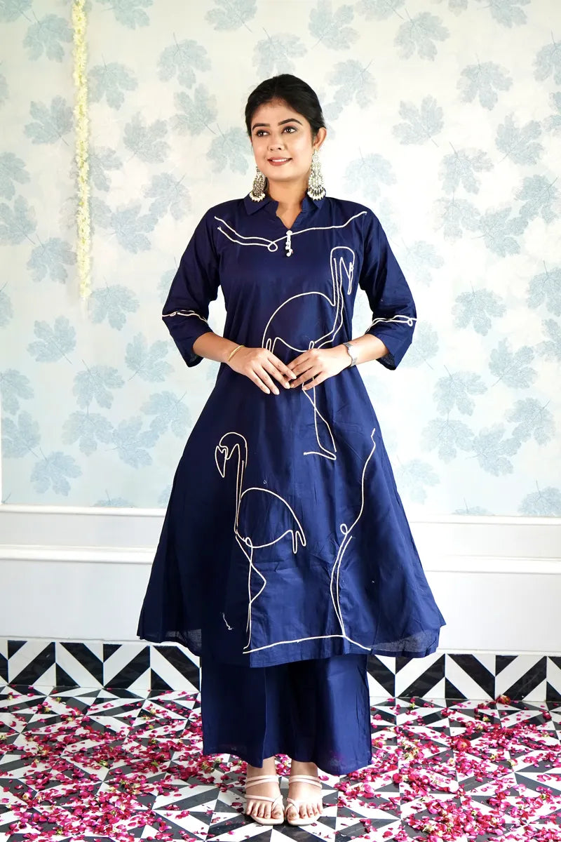 FLAMINGO GRACE: MIDNIGHT BLUE CO-ORD SET"