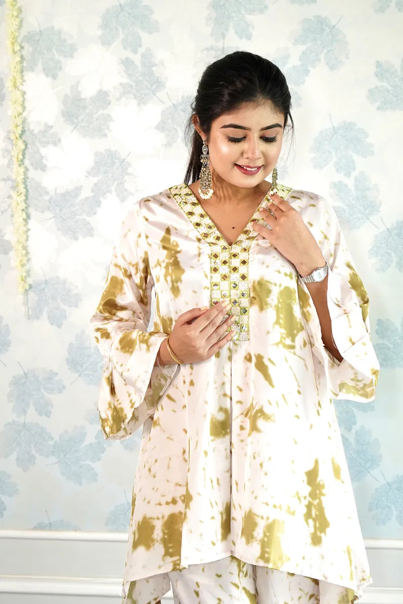 GOLDEN MIST: MIRROR WORK CO-ORD ELEGANCE"