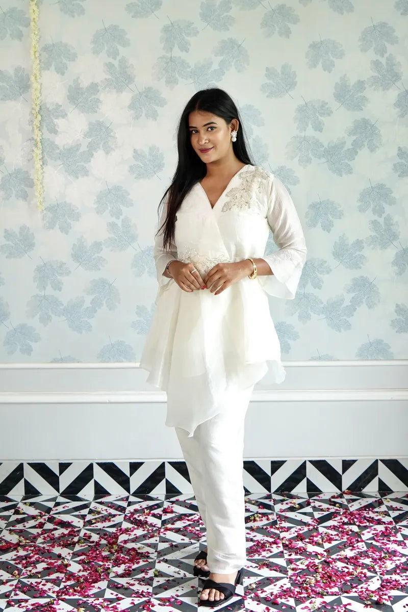 IVORY ELEGANCE LAYERED CORD SET WITH PEARL EMBELLISHMENTS