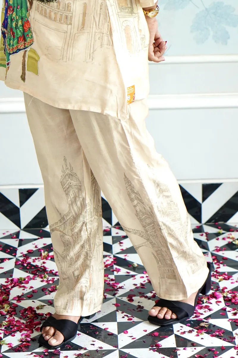 HERITAGE CHARM: HAND-PAINTED BEIGE KURTA SET