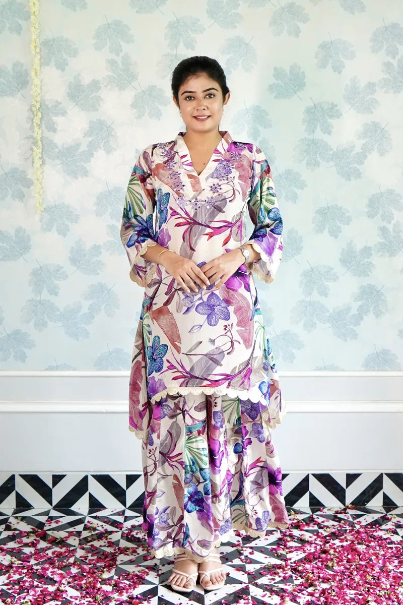 "BLOOMING GRACE – FLORAL PRINT FESTIVE CORD SET"