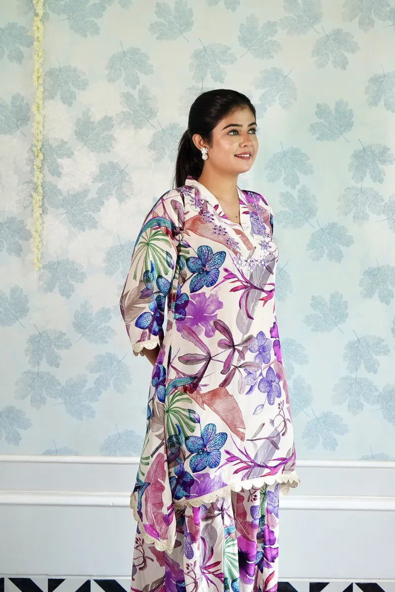 "BLOOMING GRACE – FLORAL PRINT FESTIVE CORD SET"