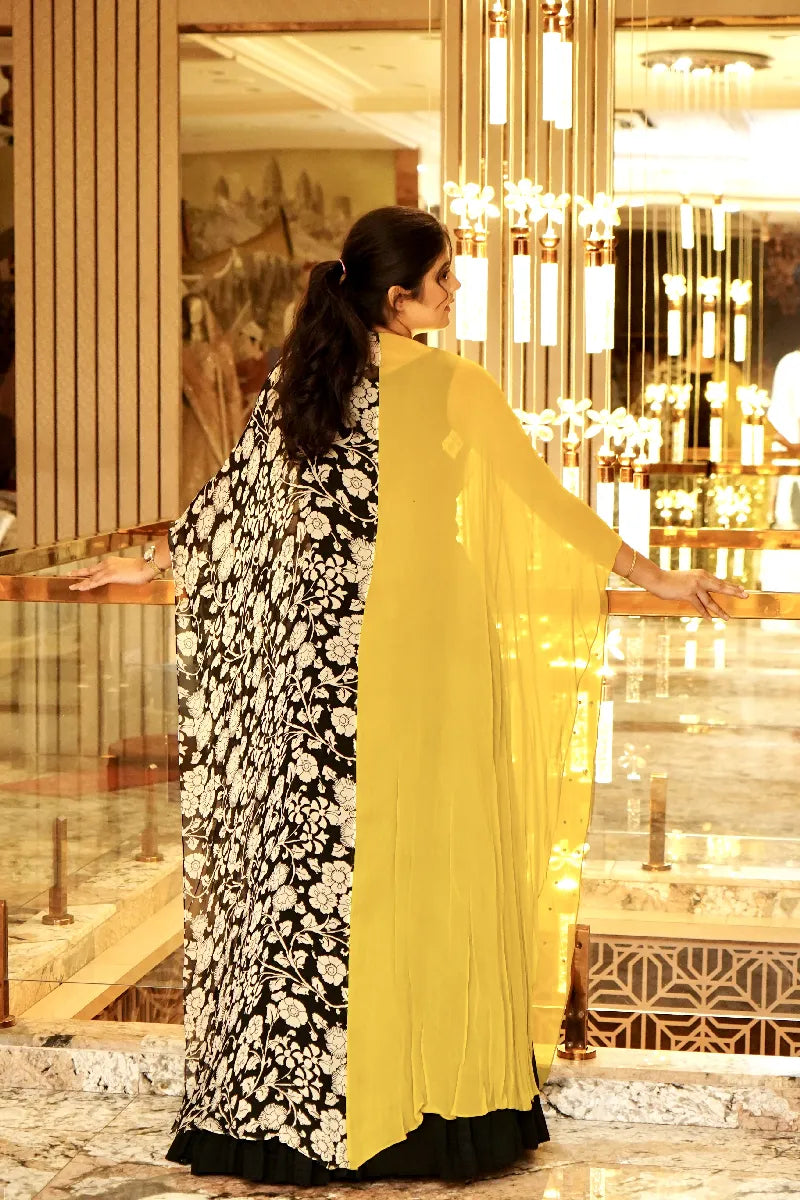 BLACK AND YELLOW COLOR GOWN