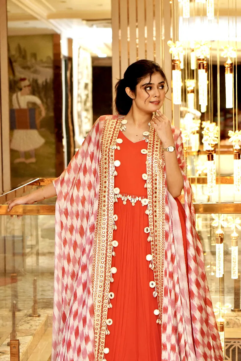RED COLOR  INDO-WESTERN SHRUG