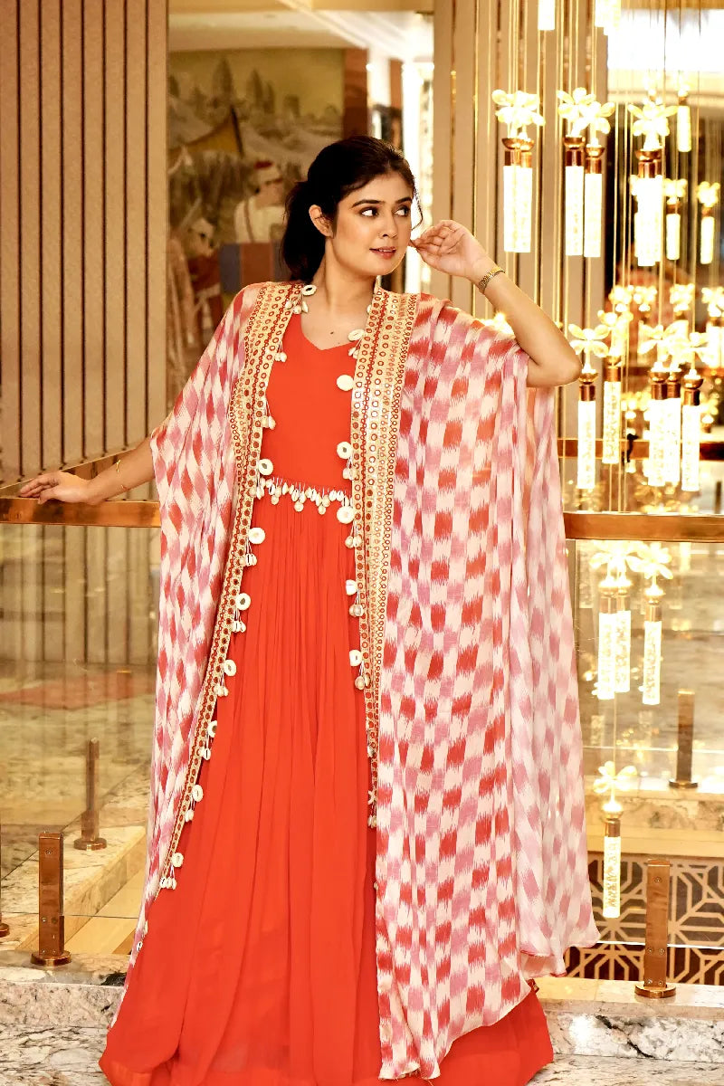 RED COLOR  INDO-WESTERN SHRUG