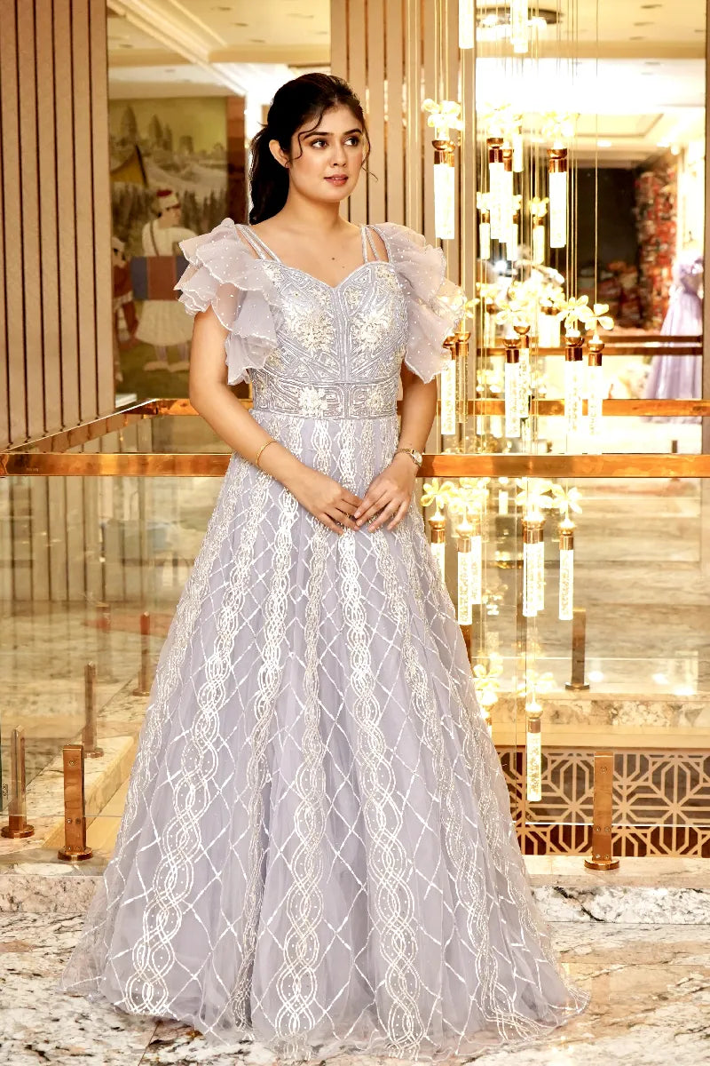 ETHEREAL CHARM LIGHT LAVENDAR COLOR GOWN