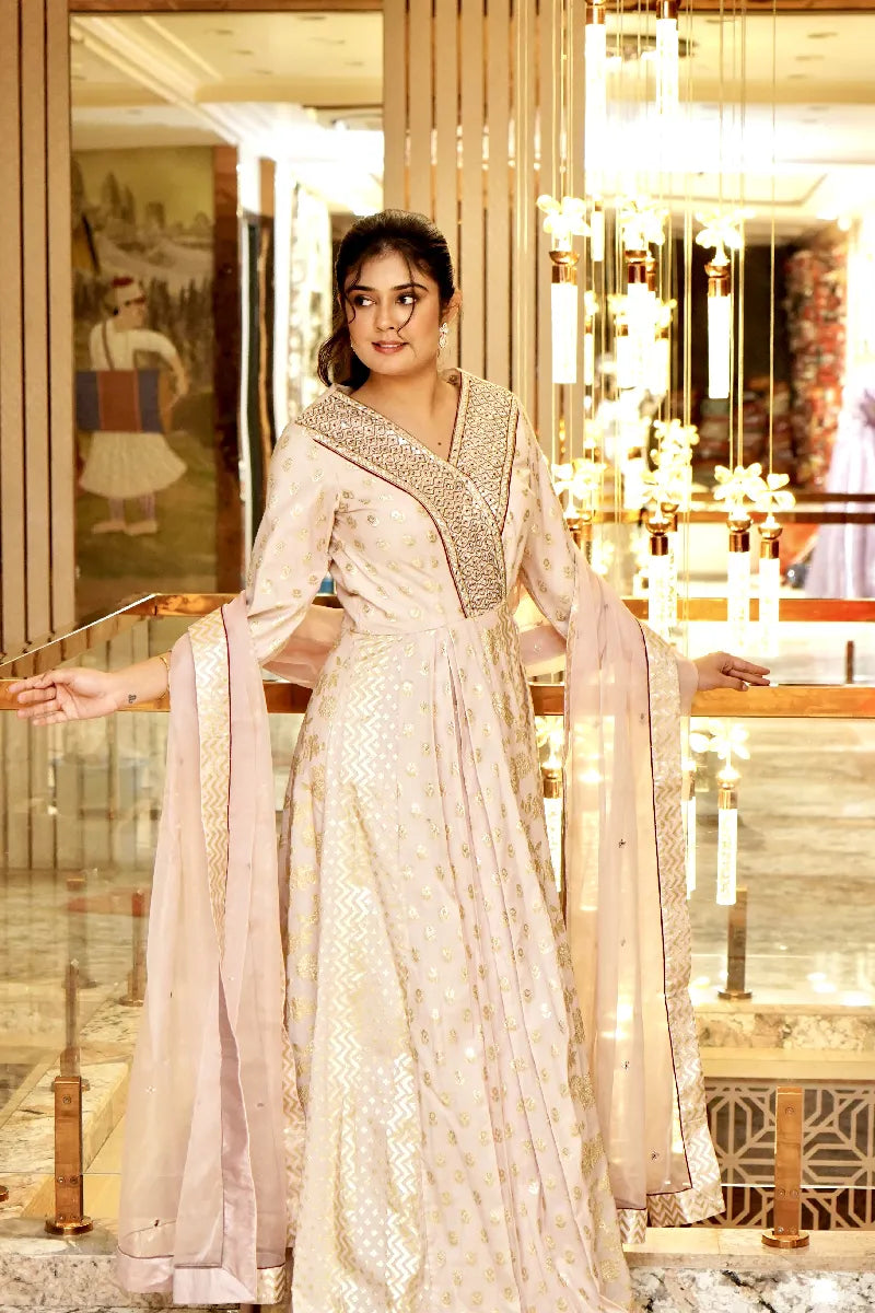 ROYAL RADIANCE EMBROIDERED BABY PINK COLOR GOWN