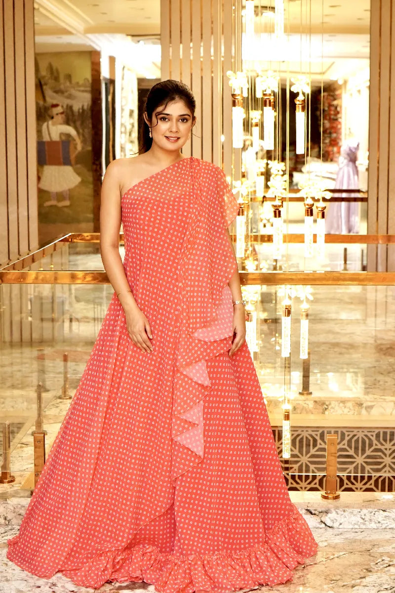 RED COLOR INDO-WESTERN DRESS