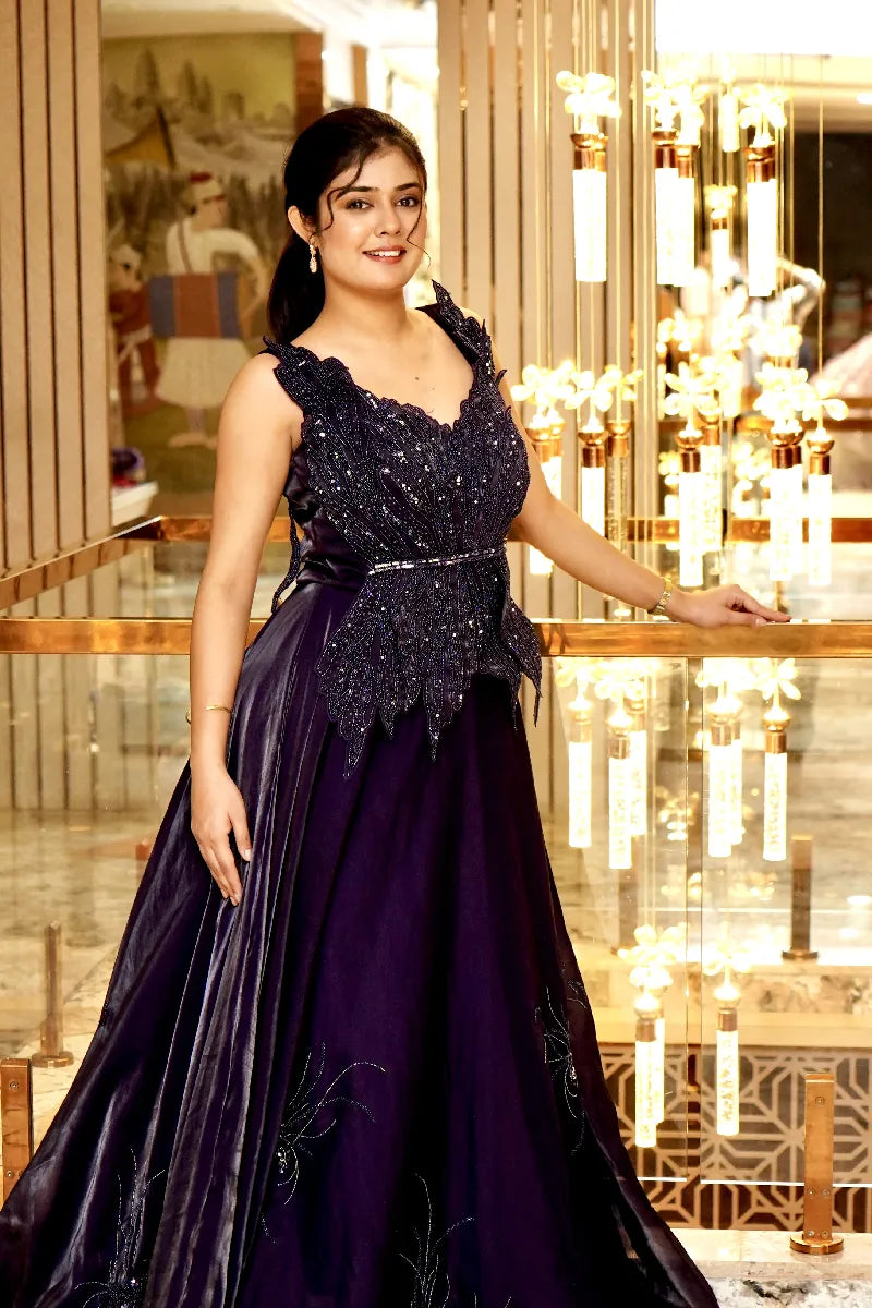 BRIDAL SPEACIAL VOILET COLOUR DESIGNEER GOWN