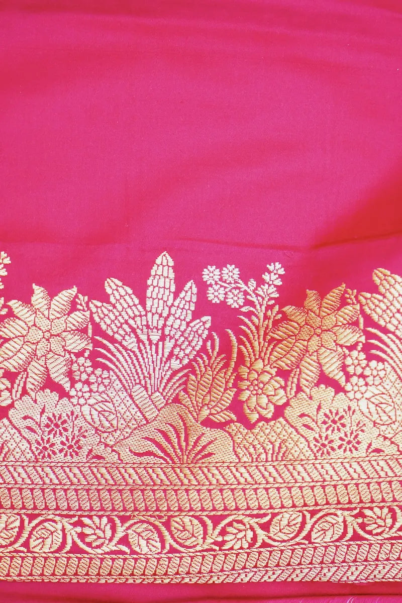 PURE BANARASI RANI COLOR DOUBLE KATAN SILK SAREE