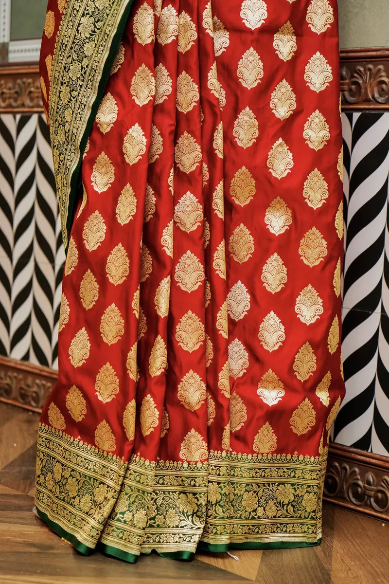 PURE BANARASI RED COLOR DOUBLE KATAN SILK SAREE