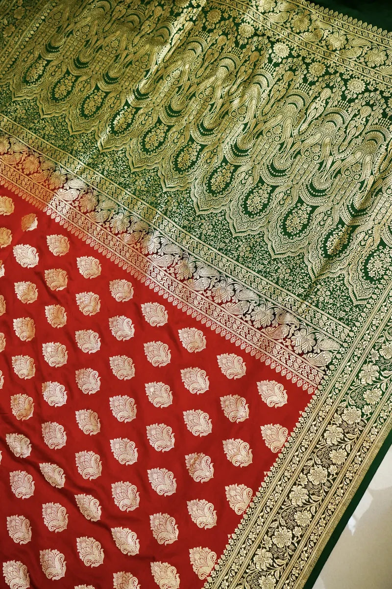 PURE BANARASI RED COLOR DOUBLE KATAN SILK SAREE