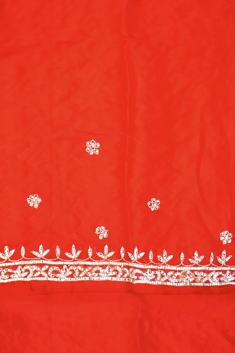 BANARASI PURE CREPE BLOOD RED COLOR FANCY SAREE